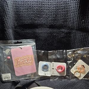 Pink Phone Car Freshener And Rings NWT